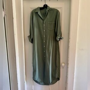 Frank & Eileen Thyme Green Button-Up Famous Denim Rory Shirt Dress